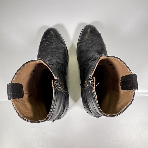 Tecovas Black Ostrich Western Ankle Boots Mens Size 10 EE Wide Zipper 1020 main image 9